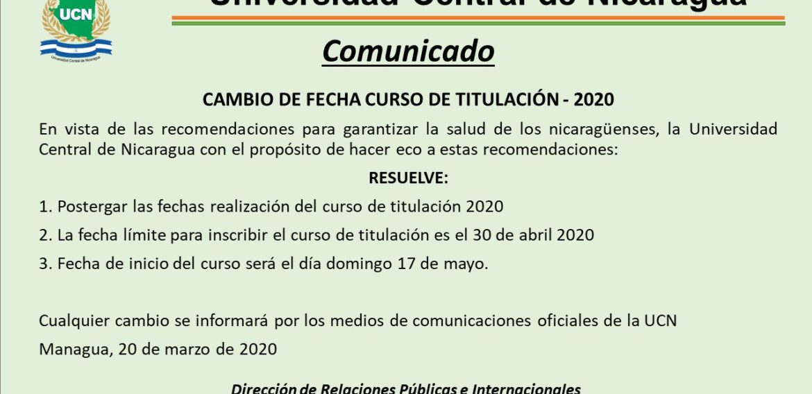 COMUNICADO CAMBIO DE CURSOS DE TITULACIÓN