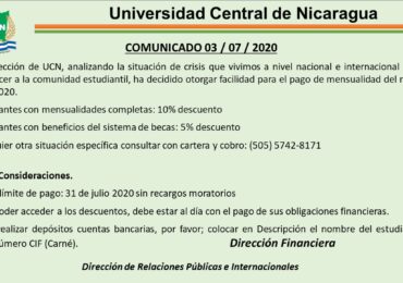 Comunicado atención de dirección financiera